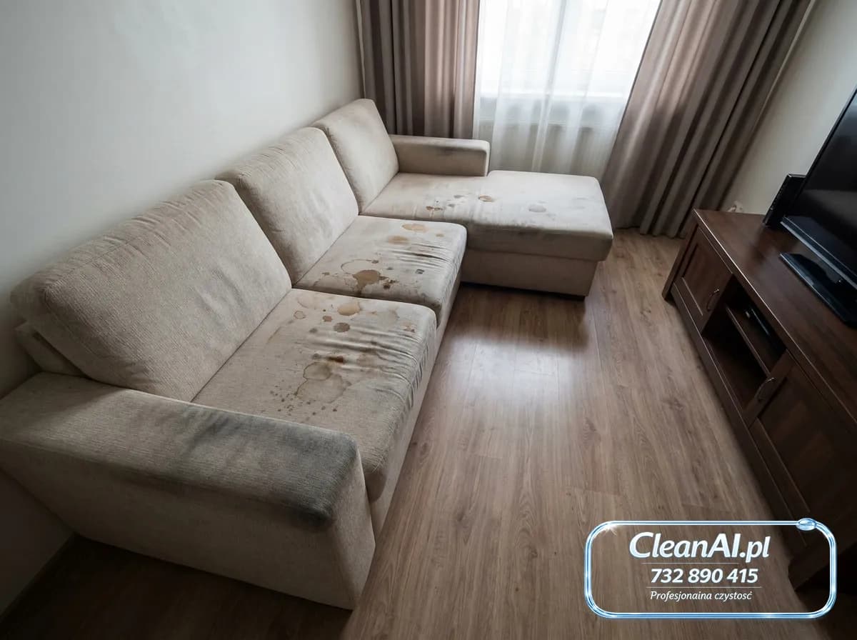 Sofa with cushions — before